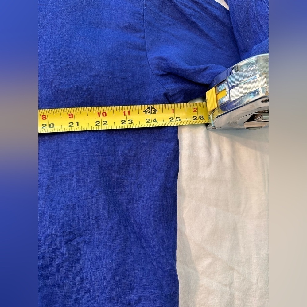 Eileen Fisher Size Small Cobalt Blue Linen Button Down - Picture 10 of 13